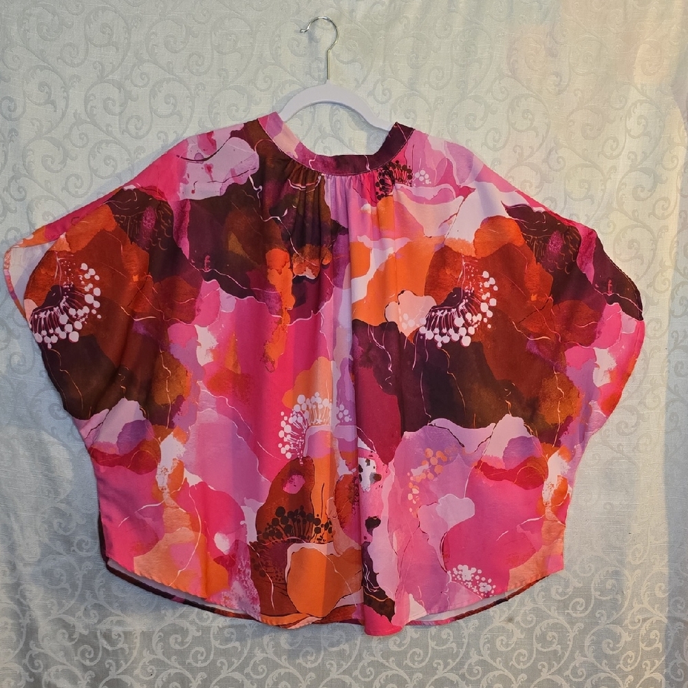Floral Pink and Orange Women's Top